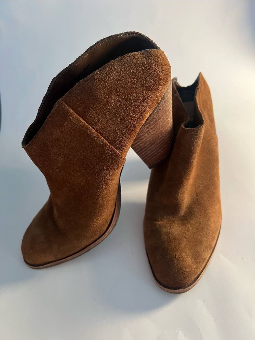 Dolce Vita Suede Stacked Heel Ankle Slip On Mule Booties in Brown Size 8